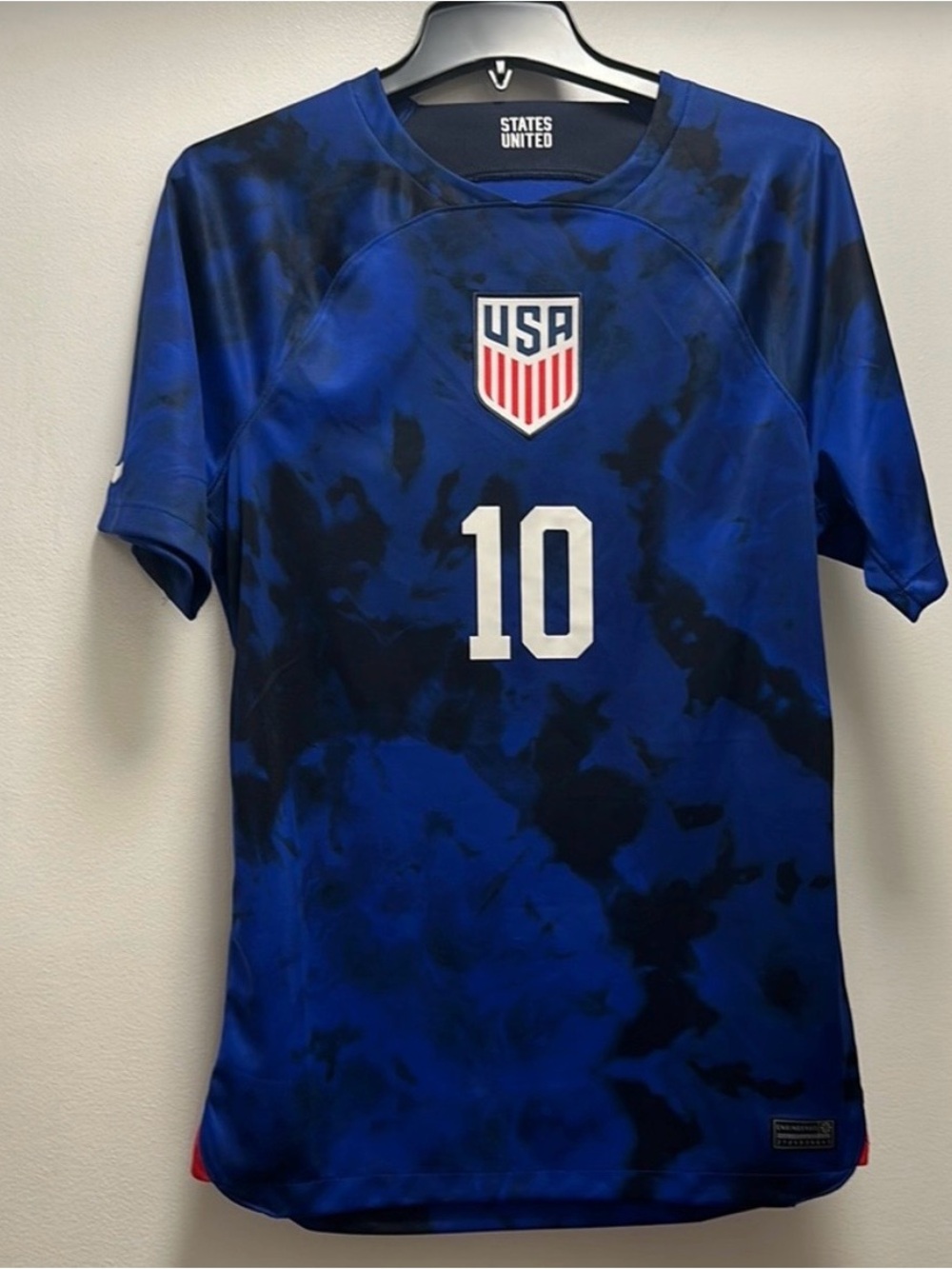 Nike USMNT 2022 World Cup Away Jersey Pulisic 10 Blue Ice Dye Mens Small